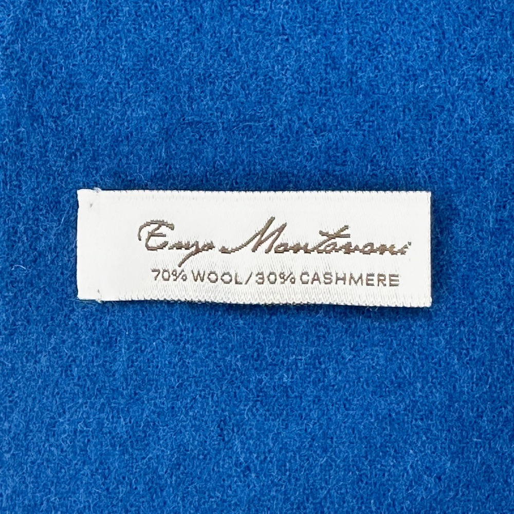 ENZO MANTOVANI Wool‎ & Cashmere Fringe Scarf • blue - Picture 3 of 4